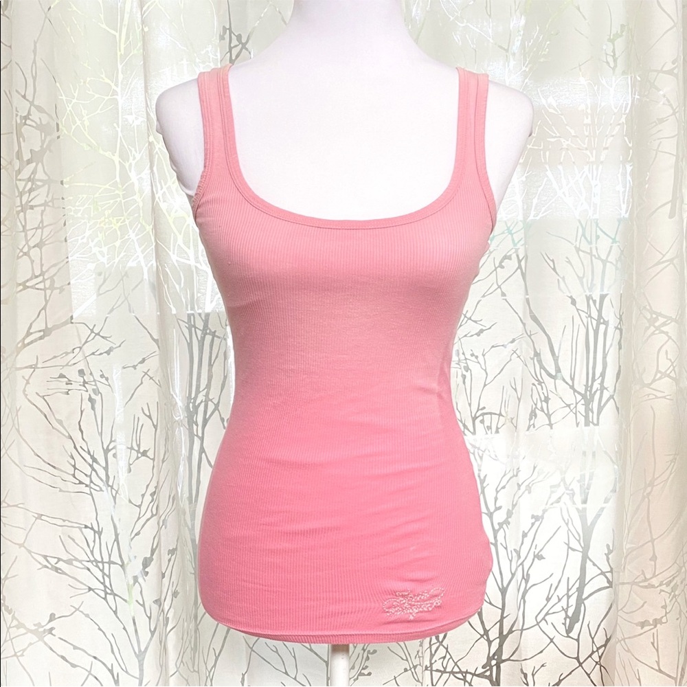 True religion ombre pink distressed ribbed tank top scoop neck shirt